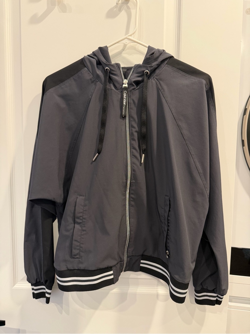 Calvin Klein Performance Charcoal Gray & Black Hooded Jacket